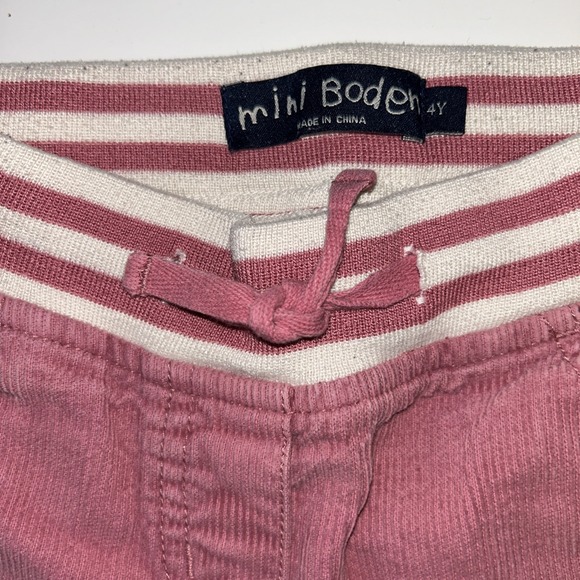 Mini Boden Corduroy Pants Girls 7Y Pink Heart Knees Adjustable Drawstring - Picture 3 of 7